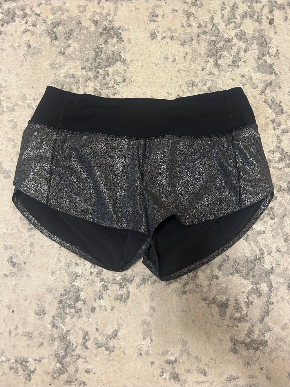 lululemon athletica Black Shimmer Speed up low rise athletic shorts 2.5